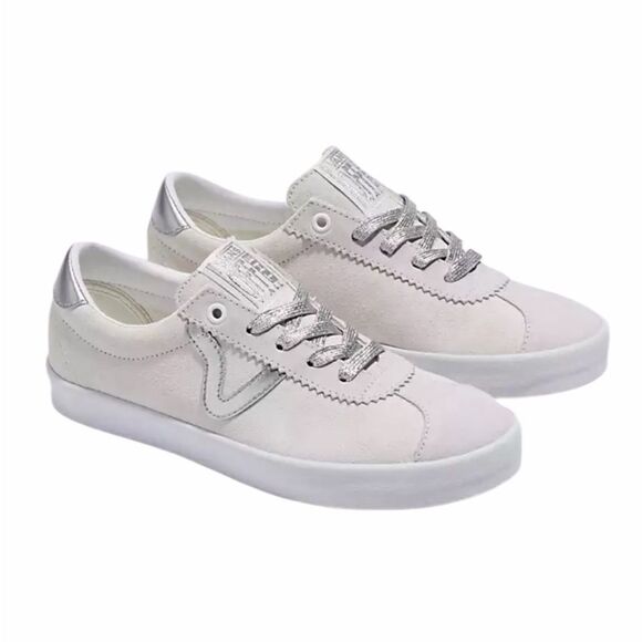 Vans Metallic Silver White Sport Low Sneaker Unisex Women Size 9.5 /Men 8 NEW - Picture 1 of 9